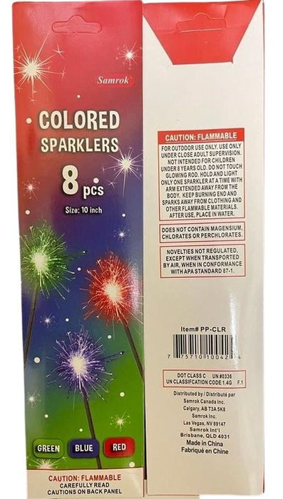 Samrok Colored Crackling Sparklers 8 Piece (Size 10 Inch)